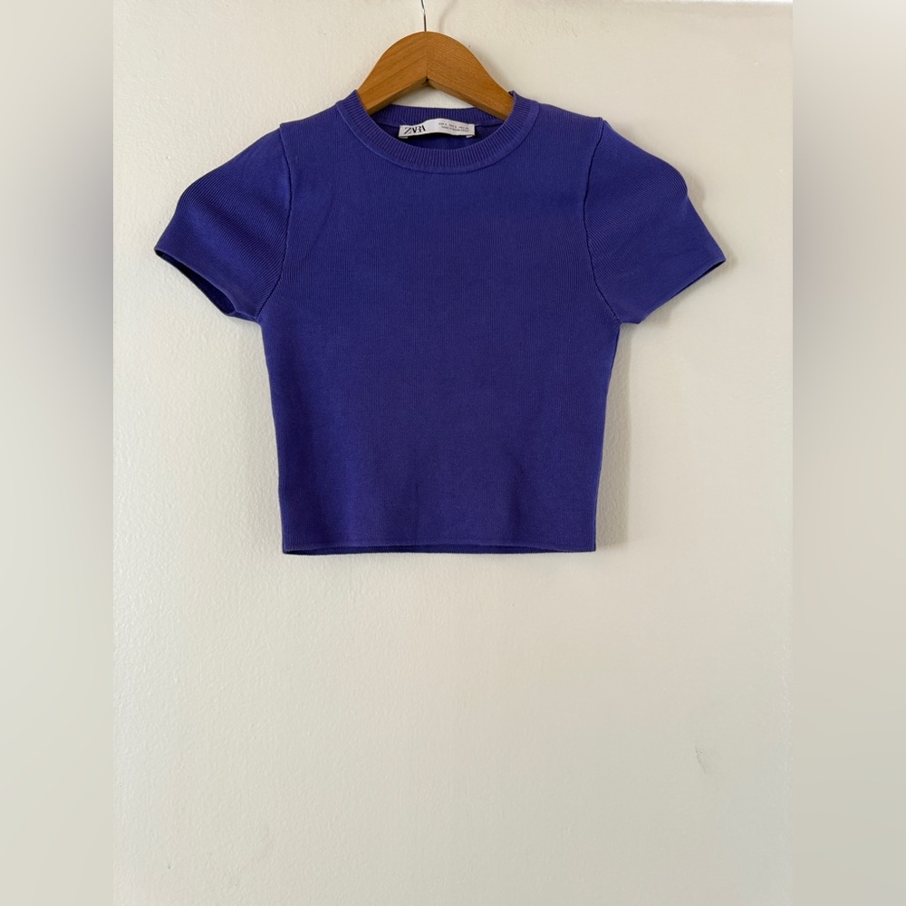 Zara blue Knit crop top